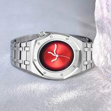 1PC 男士新款奢华石英表 个性化腕表 扭曲表盘 独特波浪指针 时尚商务休闲男士腕表 - 均碼 - 查看 7