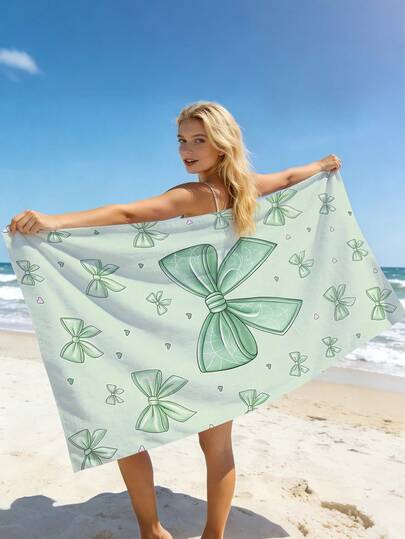 1 chiếc khăn tắm biển nơ xanh lá cây, khăn tắm biển cỡ lớn in hình nơ thời trang, sợi siêu mịn, nhanh khô, thấm hút nước tốt và chống cát, thích hợp cho du lịch, hồ bơi, lặn, lướt sóng, yoga, cắm trại, tiệc bãi biển và trang trí tiệc, vật dụng thiết yếu cho du lịch biển mùa hè, khăn tắm biển đa chức năng dùng cho trang trí phòng tắm khi đi nghỉ mát, nhiều màu sắc để lựa chọn.