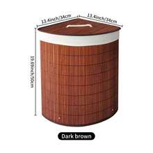 Triangular Rattan Bamboo Laundry Basket, Large Capacity Foldable With Handle And Lid, Space-Saving For Bedroom, Bathroom, Laundry Room - Multicolor - View 13