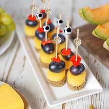 100支/包 一次性黑白足球形鸡尾酒签、寿司签、水果签、鸡尾酒竹签，适用于主题派对、婚礼、蛋糕、甜点等场合 - A - 查看 2