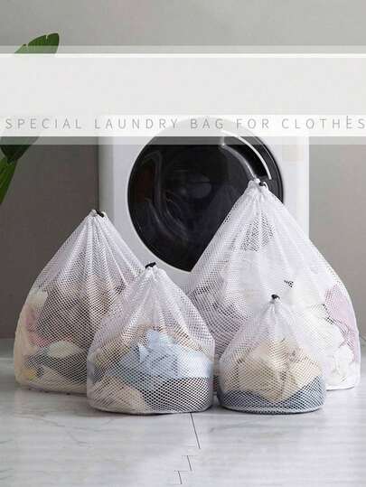 1 pièce Sac à linge en maille fine de polyester avec cordon de serrage, grand sac en maille pour la machine à laver le linge, sac haut de gamme pour la maison