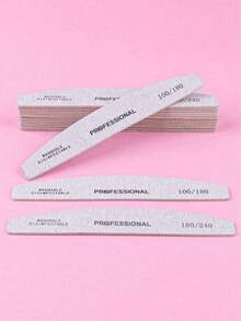 5pcs Professional Crescent-Shaped Nail Files, 180/240 Grit, Suitable For Nail Salon Nail Buffing Blocks, Nail Files, Sandpaper Boards, Manicure Supplies, Manicure Tools, Nail Art Tools, Nails, Manicure Tools, Nail Extension Tools - Light Grey - View 5