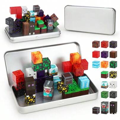 35pcs Magnetic Farm Theme Puzzle Cube Set With Box | 3D Jigsaw Toy, Learning Kit For Kids, Unleash Endless Imagination, Halloween Gift, Suitable For Boys And Girls, Mixed Colors ABS Material