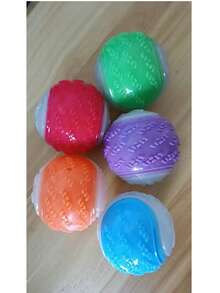 Pelota de goma natural con diseño geométrico que emite sonidos, de 2,5 pulgadas, apta para perros de todas las razas, juguete interactivo sin baterías compatible con lanzador, adecuada para perros pequeños a grandes, estilo aleatorio - Multicolor - Ver 4