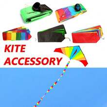 10m Rainbow Kite Tube Tail Outdoor Backyard Game Stunt Parafoil Kite Tail - Multicolor - View 4