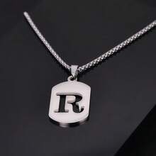 1件时尚简约不锈钢镂空26字母项链，嘻哈风格，奢华浪漫沉稳气质，休闲个性设计，百搭，适合任何场合 - 鋼色 - 查看 38