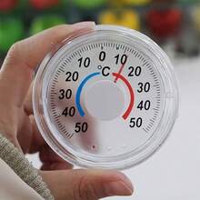 Round Dial Thermometer, Window/Indoor/Outdoor/Wall-Mounted/Garden/Home Use, Plastic Material, Temperature Range -50°C~50°C, No Battery Required, Analog Temperature Gauge - Mechanical Thermometer - View 3