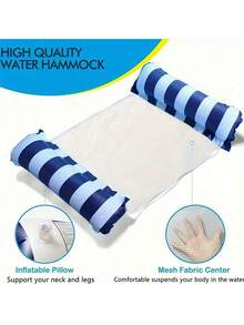 1PC Adult PVC Inflatable Float, Pool, Beach,Portable, No Electricity Needed, Comfortable , , Lightweight, Relaxation, Carry Quick, Inflation, For Adults.Inflatable Pool Hammock With Mesh - Striped Adult Lounger, Suitable For Vacation, Party And Relaxation, Available In Pink, Yellow, White, Green, Blue And Other Colors - One Size Fits All - View 7