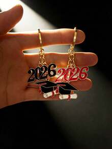 1pc/10pcs 2026 Graduation Keychain, Commemorative Graduation Gift Keyring, Unisex Alloy Oil Drop Graduation Cap Keychain, Graduation Ceremony Souvenir Gift, Backpack/Handbag Pendant, Daily & Holiday Accessory Gifts For Mother, Father, Graduation, And Teacher - Multicolor - View 4