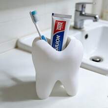 3D Printed Tooth Shaped Pen Holder/Toothbrush Stand - White - View 3