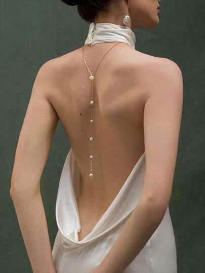 1 pieza Collar con borla de perlas, accesorio único y minimalista de estilo francés romántico para novias