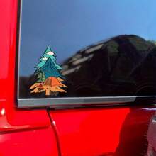 Vinyl Mountain Tree Decal, Adventure Camping Landscape Sticker With Tent And Trails, Matte Finish, Irregular Shape, Single Use, Plastic Surface Applicable, Self-Adhesive Mounting, Front Placement Option - A - View 6