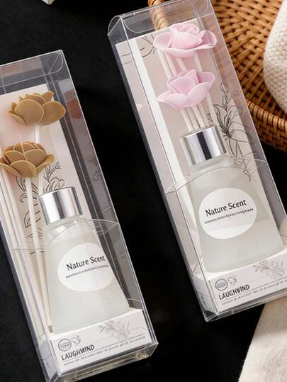 1 adet Alevsiz Ev Kokusu Esansiyel Yağı/Aromaterapi, Uzun Süre Kalıcı Koku, Yatak Odası, Banyo, Oturma Odası İçin Uygun (Rastgele Miktarda Koku Çubuğu) (Buzlu/Şeffaf Şişe)