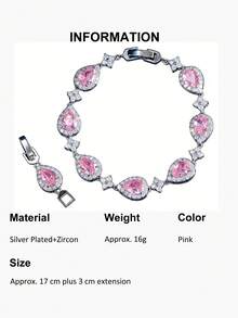 1条女士水滴梨形切割立方氧化锆圆形CZ花朵链条镀银网球手链,适合婚礼、订婚、宴会、选美、派对、伴娘、女友、妻子、母亲等场合佩戴。 - 1pcs of Bracelet - 查看 15