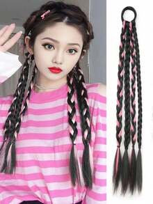 1件/2件装合成马尾辫接发,Y2K甜美酷女孩派对、节日辫子接发 - 拼色 - 查看 17