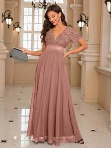 Đầm dạ hội đính sequin UNITHORSE, thanh lịch, thích hợp cho tiệc gala, đám cưới, lễ tốt nghiệp, váy cưới, trang phục sinh nhật cho phái nữ mùa xuân. - Cà phê nâu - Xem 7