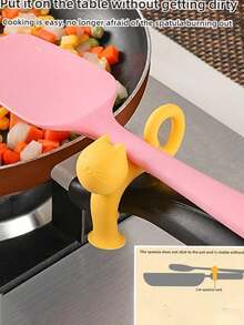 1 pieza Soporte de silicona para cuchara con forma de cangrejo lindo, 2 en 1 elevador de tapa de olla y soporte de utensilios, herramienta de cocina resistente al calor y anti-derrames, estante creativo para cucharas, rojo - Multicolor - Ver 10