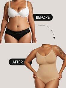 1 buah Bodysuit Pembentuk Bokong Tanpa Jahitan Ukuran Plus Wanita, Pakaian Pembentuk Tubuh Pengontrol Perut, Musim Panas - Aprikot - View 9