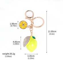 1pc Cute Rhinestone Lemon Keychain Summer Fruit Metal Lemon Slice Bag Accessories Ideal Gift For Friends Lightweight And Luxurious - Multicolor - View 16