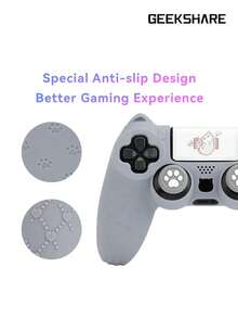 GeekShare 4pcs Cat Claw Silicone Game Controller Protective Cover Set (1* Silicone Controller Skin + 1* Custom Sticker + 1 Pair Thumb Grips) - View 5
