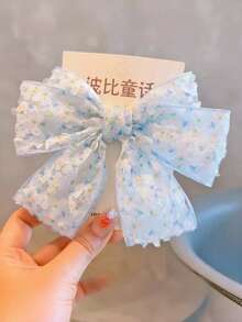 1pc Teenage Minimalist Mesh Bow Floral Hair Clip, Cute Butterfly Decor Half-Up Hairstyle Accessory For Girls, Sweet And Gentle - Multicolor - View 4
