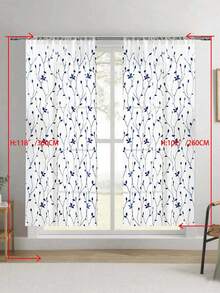 1 buah Tirai Tipis Bordir, Motif Bunga, Dengan Kantong untuk Batang Tirai, Penghalang Sinar UV, Bernapas, Kain Poliester, Tanpa Lapisan, Cocok Untuk Ruang Tamu, Kamar Tidur, Ruang Makan - Biru - View 18