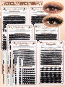 592pcs/448pcs/406pcs Eyelash Extension Kit - 10D-150D Faux Mink DIY Eyelash Extension, High Quality D-Curl Fluffy Individual Lashes, Length 5-16mm, Natural & Thick, Lightweight & Reusable, Easy-To-Use Eyelash Kit With Lash Glue, Sealer, Tweezers And Lash Brush, Suitable For Daily Wear, Wedding, Cosplay, Halloween, Thanksgiving, Christmas And New Year, Eyelash Cluster, Eyelash Extension Kit, Individual Lashes, Eyelashes, False Eyelashes, Beauty & Personal Care, Holiday Makeup - Multicolor - View 11