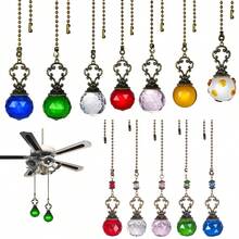 2pcs Vintage Copper Chain Crystal Pendant Extender, Colorful Pendant Extender, Zipper Extender With Crystal Prism Ball Connector, Suitable For Bathroom Toilet Light, Ceiling Fan, Table Lamp Extension Cord, Indoor Outdoor Garden Sunshine Catcher, Making Colorful Party Decorations, Suitable For Mother's Day, Father's Day, Party, Birthday Gifts - Multicolor - View 7