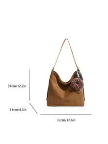 [Túi xách tay kiểu cổ điển đã qua xử lý - Túi đeo vai với phụ kiện kim loại mài mòn dành cho phụ nữ trung niên, nhiều ngăn, chống thấm nước, màu nâu caramel, phong cách tối giản, phù hợp cho đi làm, đi học, đi mua sắm, mọi mùa] - màu nâu - Xem 6