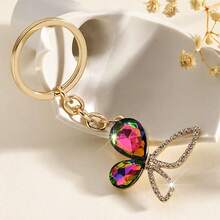 1 Fashionable And Gorgeous Butterfly-Shaped Key Chain Pendant, Inlaid With Rhinestone Glass, Suitable For Women's Car Key Bag Pendant Decoration And Gift Giving - 金色 - View 5