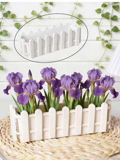 2/1pc White Plastic Fence Planter, Creative Fence Flower Pots Suitable For Garden Decor, Bedroom/Office/Desktop/Home Decoration, Vegetable Planting, Succulent Bonsai, Flower Pot Decor, Indoor Decor, Wedding Scenes, DIY Bonsai, Indoor/Outdoor Wedding Decor, Bonsai Additions, Birthday Decorations, Party Decorations, Festive Decorations