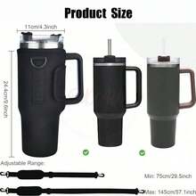1pc 40oz Adjustable Strap Portable Water Bottle Sleeve, Solid Color Waterproof Heart-Shaped Valentine's Day Water Bottle Accessory, Suitable For Hiking, Camping, Business Travel, Compatible With Stanley - Multicolor - View 3