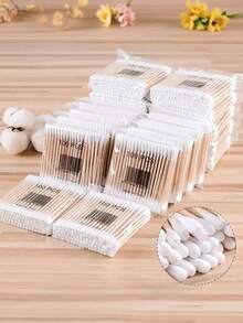 Wholesale 2000/1000pcs Unscented Cotton Wooden Stick, Makeup Swabs, Double-Headed, Removal & Cleaning Ear Cotton Swabs - A - View 4