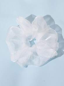 1pc Large Mesh Hair Scrunchie - Beige - View 11