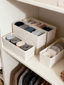 1/3/6pcs Linen Foldable Drawer Organizer Boxes, Socks Underwear Storage Containers, Fabric Organizer Bins - View 8