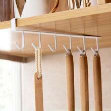 Giá treo đồ 6 móc, giá treo tủ bếp bằng sắt nghệ thuật, móc đa năng, giá sắp xếp tủ quần áo, móc dán nhà bếp không cần khoan. - Nhiều màu - Xem 9