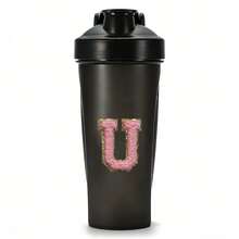 600毫升/20盎司摇摇杯蛋白粉冲调杯，字母A到Z图案水瓶，塑料搅拌杯，健身运动水杯，大容量塑料杯 - 粉紅色 - 查看 11