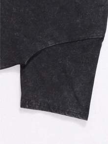 1 PcsMen's Pattern Washed T-Shirt - Double Sided Printing, 100% Cotton, Short Sleeved, Summer Casual T-Shirt, Black With White Star Design, Loose Fit, Machine Washable, Daily T-Shirt |   Loose Fit Shirt |   100% Cotton T-Shirt, Cotton T-Shirt210g 100% Cotton,The Patterns Are All Printed. Unisex. - 黑色 - 查看 3