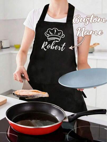1 chiếc tạp dề nấu ăn màu đen tùy chỉnh, tạp dề polyester chống dầu hiện đại, tạp dề nhà bếp màu đen, tạp dề polyester dùng cho vườn, nhà bếp và việc nhà, tạp dề đầu bếp hoàn hảo, món quà lý tưởng cho Ngày Valentine, Ngày của Cha, Ngày của Mẹ, sinh nhật, kỷ niệm, món quà độc đáo dành cho phụ nữ, đầu bếp, mẹ, cha, chồng, bạn gái, bạn trai