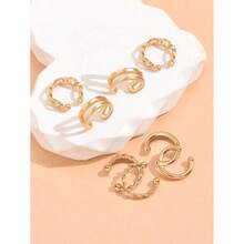 8pcs Chain Design Ear Cuff Copper Jewelry - Yellow Gold - View 2