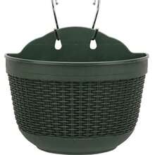 壁挂式花盆 - 藤编风格悬挂花盆，塑料编织半圆形树脂壁挂篮，适合室内外植物 - 多色 - 查看 16