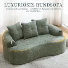 Este moderno conjunto de sofá de dos plazas presenta cojines redondos y profundos con estampado de nubes de chenilla, un diseño compacto sin muelles e incluye tres cojines decorativos. Ideal para apartamentos pequeños. - Verde - Ver 9