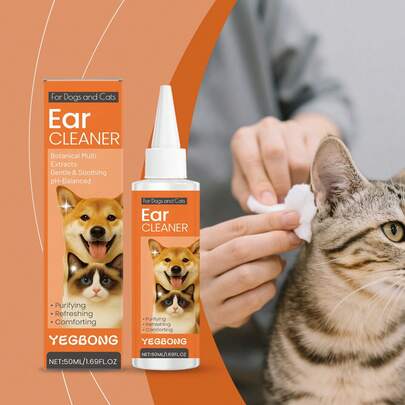 Pet Ear Cleaning Solution, Gently Cleanses Earwax & Odor, Soothes Ear Discomfort, Suitable For Dogs & Cats, Nourishing Ear Care Drops