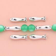 10/20/30pcs Small Fish Spacer Beads, Decorative Spacers, Round Spacer Beads, Zinc Alloy Accessories For Necklace Bracelet Earrings Jewelry Making, DIY Craft Supplies, Holiday Accessories - Silver - View 4
