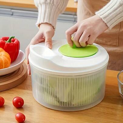 1 cái dụng cụ quay ly tâm rau củ đa năng cầm tay kèm rổ lọc, chất liệu PP, không cần sạc, kèm rổ lọc giúp chuẩn bị bữa ăn dễ dàng, bộ dụng cụ quay ly tâm và rổ lọc bằng nhựa PP bền chắc, dễ sử dụng, tiết kiệm không gian, chống rò rỉ, nên rửa bằng tay, kiểu dáng hiện đại và thời trang.
