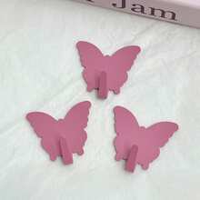 Pink Butterfly Wall Hooks, No Drilling Needed, Ideal For Girls' Room Decor, Minimalist Style. Perfect For Hanging Keychains, Coats, Towels, Hats, Jewelry, Umbrellas, Etc. Suitable For Living Room, Bedroom, Office. Great Gift For Birthday, Graduation. - Pink - View 11
