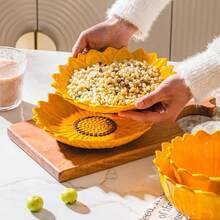 Plato de cerámica con diseño de girasol, plato decorativo de cena con diseño de girasol lindo, vajilla, plato de cena de cerámica con diseño de girasol creativo para el hogar y la cocina. Diseño único de girasol, haz que tu hora de la comida esté llena de sol y felicidad. Ilumina tu mesa de comedor con la encantadora vajilla de girasol. - Multicolor - Ver 11