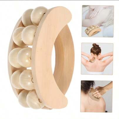 Handheld Massage Ball Roller - Wooden Full Body Massager For Back, Neck, Feet, Calves, Legs, Arms, Relieves Muscle Soreness