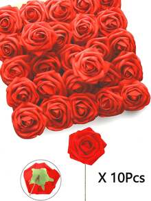 25pcs Red Artificial Rose Stems, Realistic Foam Red Rose Bouquet For Wedding, Home Decor, Mother's Day, Birthday, Graduation Gift - Multicolor - View 17