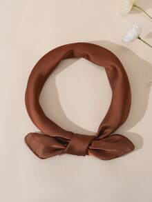 1pc 70cm Women's Solid Color Bandana/Square Scarf, Versatile Accessory For Seasons, Suitable For Beach, Vacation And Daily Life, Adding Highlights To Your Outfit - Rust Brown - View 2